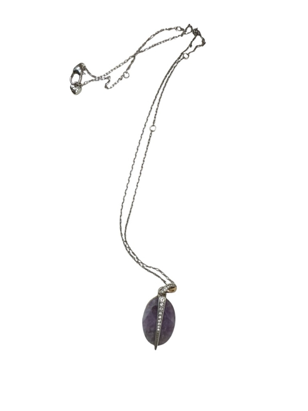 Brighton Silver Necklace with Oval Purple Amethyst Stone Pendant